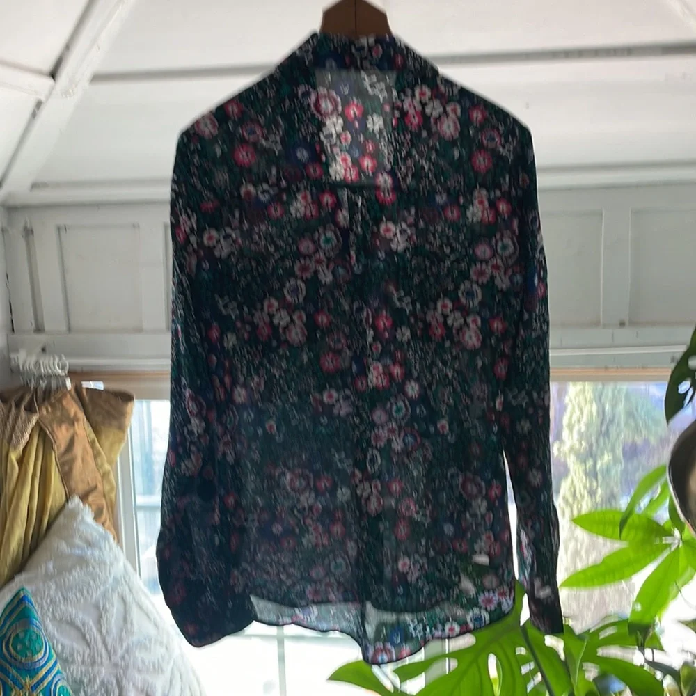 Express Portofino Slim Fit Long Sleeve Black Floral - Picture 2 of 4
